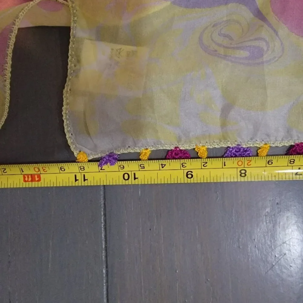 Furla Women's Pink & Yellow 100% Silk Beautiful Scarf Size 42 L X  11W I…